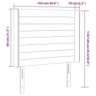 Горна табла за легло с уши, светлосива, 103x16x118/128 см, плат