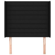 Горна табла за легло с уши, черна, 93x16x118/128 см, плат