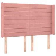 Горна табла за легло с уши, розова, 147x16x118/128 см, кадифе