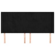 Горна табла за легло с уши, черна, 183x16x118/128 см, кадифе