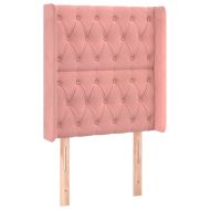 Горна табла за легло с уши, розова, 83x16x118/128 см, кадифе
