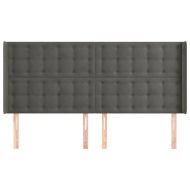 Горна табла за легло с уши, тъмносива, 163x16x118/128см, кадифе