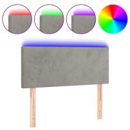 LED горна табла за легло, светлосива, 100x5x78/88 см кадифе