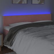 LED горна табла за легло, розова, 180x5x78/88 см, кадифе
