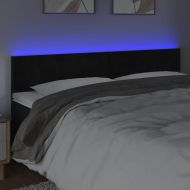 LED горна табла за легло, черна, 160x5x78/88 см, кадифе