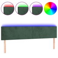 LED горна табла за легло, тъмнозелена, 180x5x78/88 см, кадифе