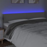 LED Горна табла за легло, сива, 160x5x78/88 см, изкуствена кожа