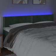 LED горна табла за легло, тъмнозелена, 180x5x78/88 см, кадифе