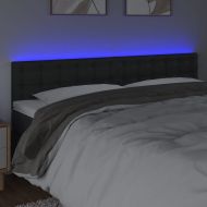 LED горна табла за легло, черна, 200x5x78/88см, изкуствена кожа