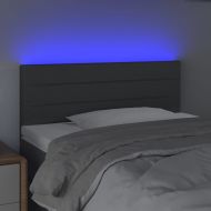 LED горна табла за легло, тъмносива, 100x5x78/88 см, плат