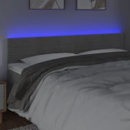 LED горна табла за легло, светлосива, 200x5x78/88 см кадифе