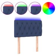 LED горна табла за легло, синя, 80x7x78/88 см, плат