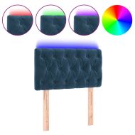 LED Горна табла за легло, тъмносиня, 80x7x78/88 см, кадифе