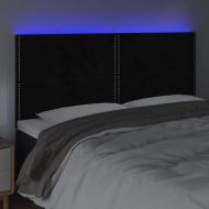 LED горна табла за легло, черна, 160x5x118/128 см, кадифе