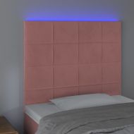 LED горна табла за легло, розова, 80x5x118/128 см, кадифе