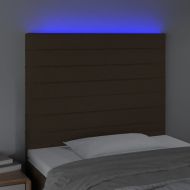 LED горна табла за легло, тъмнокафява,100x5x118/128 см, плат