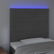 LED горна табла за легло, тъмносива, 100x5x118/128 см, кадифе