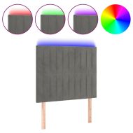 LED горна табла за легло, светлосива, 90x5x118/128 см, кадифе