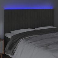 LED горна табла за легло, тъмносива, 180x5x118/128 см, кадифе