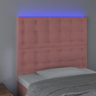 LED горна табла за легло, розова, 90x5x118/128 см, кадифе