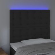 LED горна табла за легло, черна, 80x5x118/128 см, кадифе