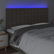 LED горна табла за легло, таупе, 200x5x118/128 см, плат