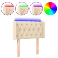 LED горна табла за легло, кремава, 83x16x78/88 см, плат