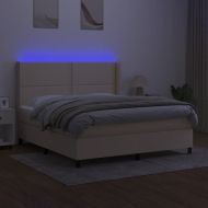 Боксспринг легло с матрак и LED, кремаво, 180x200 см, плат
