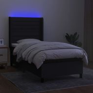 Боксспринг легло с матрак и LED, черно, 100x200 см, плат