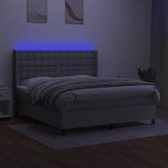 Боксспринг легло с матрак и LED, светлосиво, 180x200 см, плат