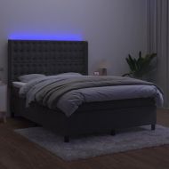 Боксспринг легло с матрак и LED, тъмносиво, 140x190 см, кадифе