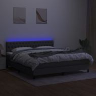 Боксспринг легло с матрак и LED, тъмносиво, 180x200 см, плат