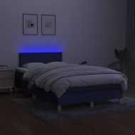 Боксспринг легло с матрак и LED, синьо, 120x200 см, плат