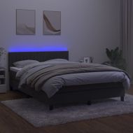 Боксспринг легло с матрак и LED, тъмносиво, 140x190 см, кадифе