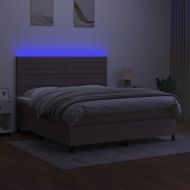 Боксспринг легло с матрак и LED, таупе, 160x200 см, плат