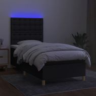 Боксспринг легло с матрак и LED, черна, 90x200 см, плат