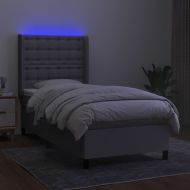 Боксспринг легло с матрак и LED, светлосиво, 100x200 см, плат