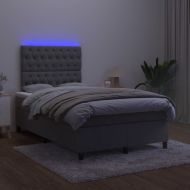 Боксспринг легло с матрак и LED, тъмносиво, 120x200 см, кадифе