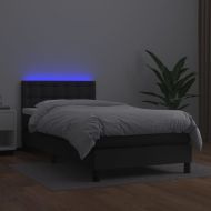 Боксспринг легло с матрак и LED черно 90x190 см изкуствена кожа