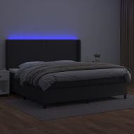 Боксспринг легло с матрак и LED черно 200x200см изкуствена кожа