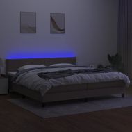 Боксспринг легло с матрак и LED, таупе, 200x200 см, плат