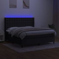 Боксспринг легло с матрак и LED, черно, 160x200 см, плат