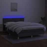 Боксспринг легло с матрак и LED, тъмносиво, 140x200 см, плат