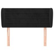 Горна табла за легло с уши, черна, 93x23x78/88 см, кадифе