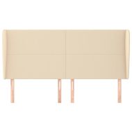 Горна табла за легло с уши, кремава, 203x23x118/128 см, плат