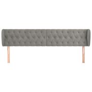 Горна табла за легло с уши, светлосива,183x23x78/88 см, кадифе