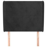 Горна табла за легло с уши, черна, 103x23x118/128 см, кадифе