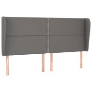 Горна табла с уши, сива, 203x23x118/128 см,кадифе