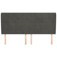 Горна табла за легло с уши, черна, 163x23x118/128 см, кадифе