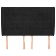 Горна табла за легло с уши, черна, 147 x 23 x 118/128 см кадифе